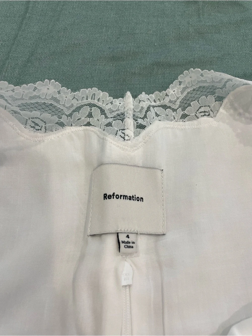 Reformation White Lace-Trim Slip Chemise - Picture 6 of 6